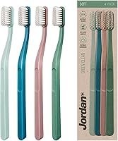 Jordan Green Clean Eco Toothbrush 4-Pack: Recycled Plastic Handle, Bio-Based Soft Bristles, Sustainable Scandinavian Design