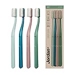 Jordan Green Clean Manual Toothbrush - Sustainable, Scandinavian Design, Soft Bristles, Mixed Colors, 4 Units
