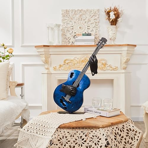 Miniatura 7 de Decoración musical de metal, escultura de guitarra hecha a mano de 23 pulgadas de alto, decoración del hogar, decoración de estatua occidental