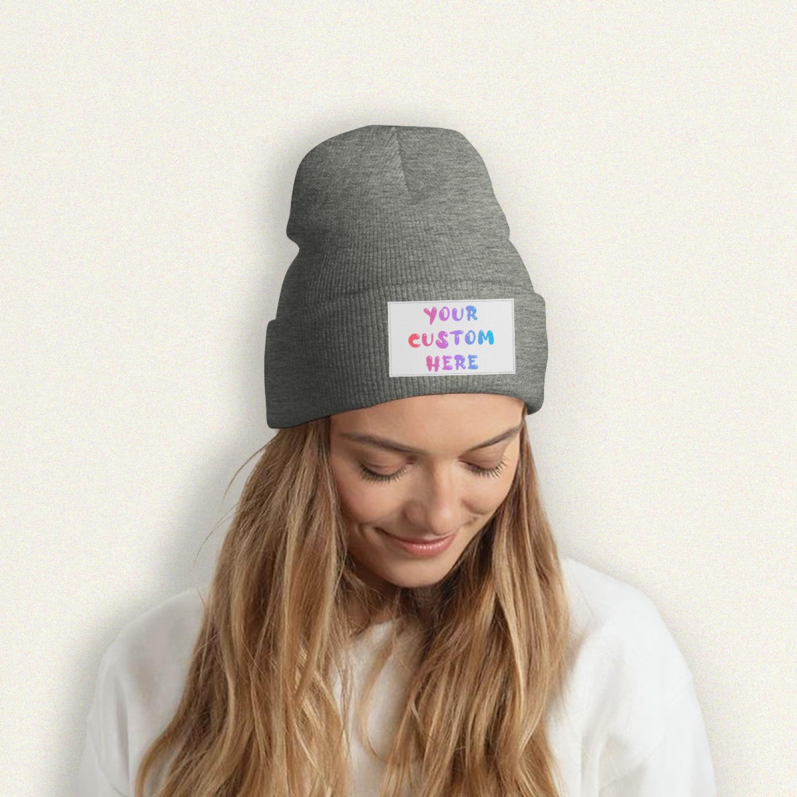 Custom Beanie with Logo Text Name,Custom Beanie for Men,Personalized Skull Cap for Women Custom Beanie Hat Dark Gray Beanie Hat