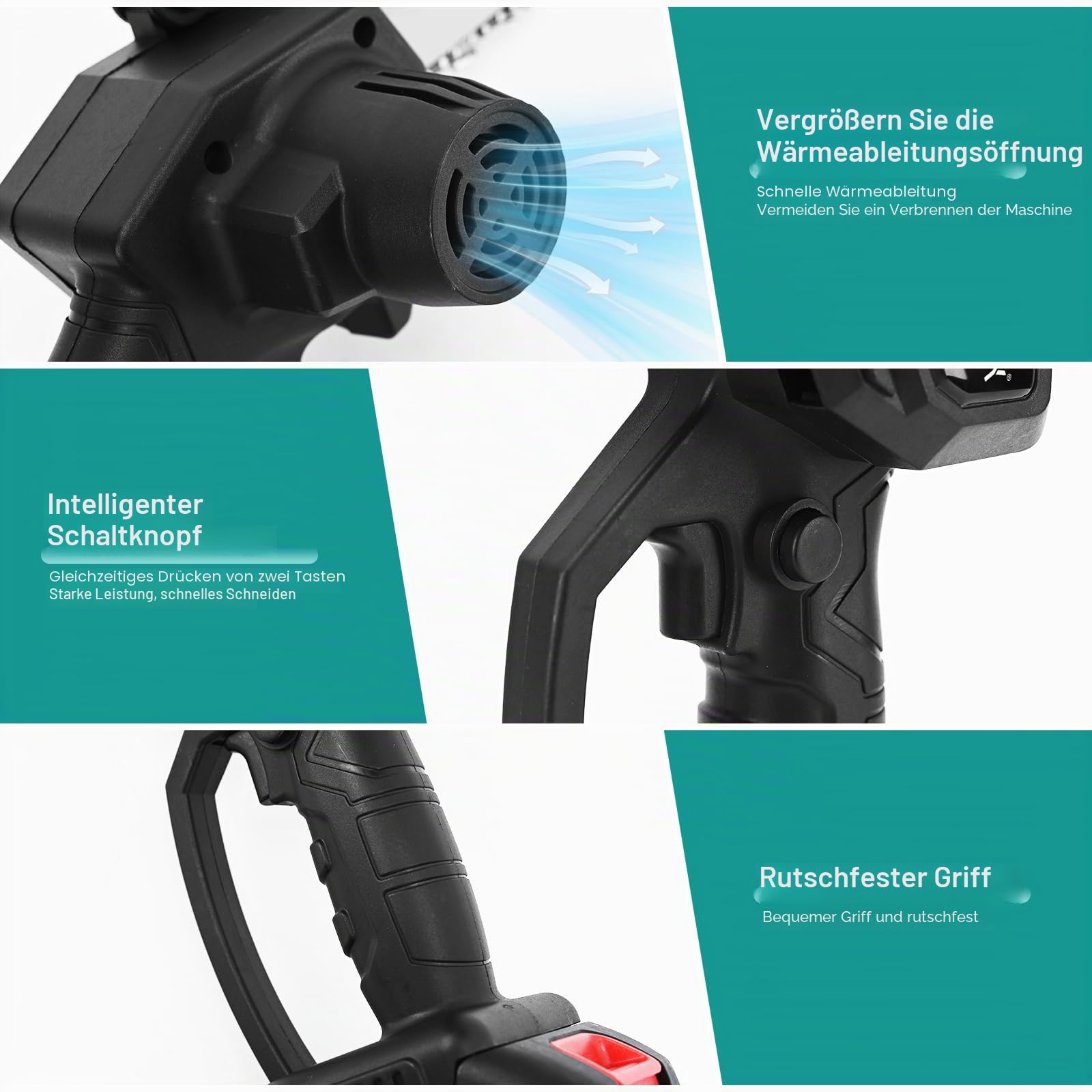 Mini Kettensäge mit Akku 6000mAh,6 Zoll & 8 Zoll akku kettensäge, Handkettensäge Akku für Gartenscheren Astschere Holzschneidenz