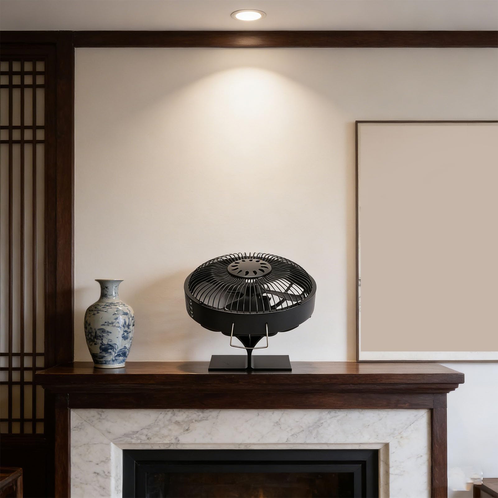 Fockety Ventilador de Estufa de Leña, Aleación de Aluminio Portátil, Compacto, de Alto Flujo de Aire, Ventilador de Chimenea Accionado por Calor, Ventiladores de Chimenea Redondos