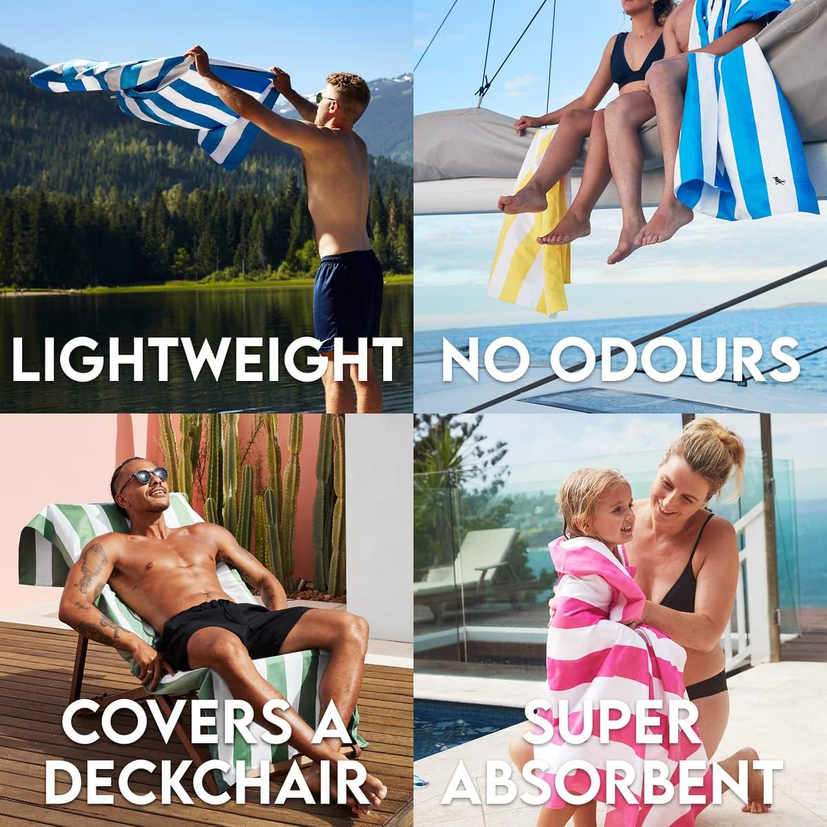 Dock & Bay Customized Beach Towel - Quick Dry, Sand Free - Compact, Lightweight - 100% Recycled - Includes Bag - Cabana Light - Tulum Blue - Extra Large