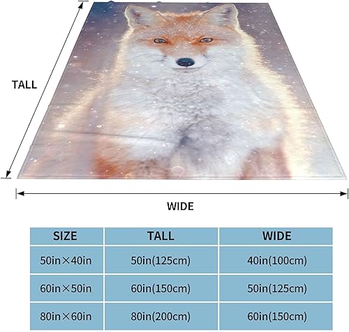 Miniatura 5 de Manta de forro polar de zorro de franela suave, ligera, cálida y acogedora para cama, sofá, viajes, 50 x 60 pulgadas