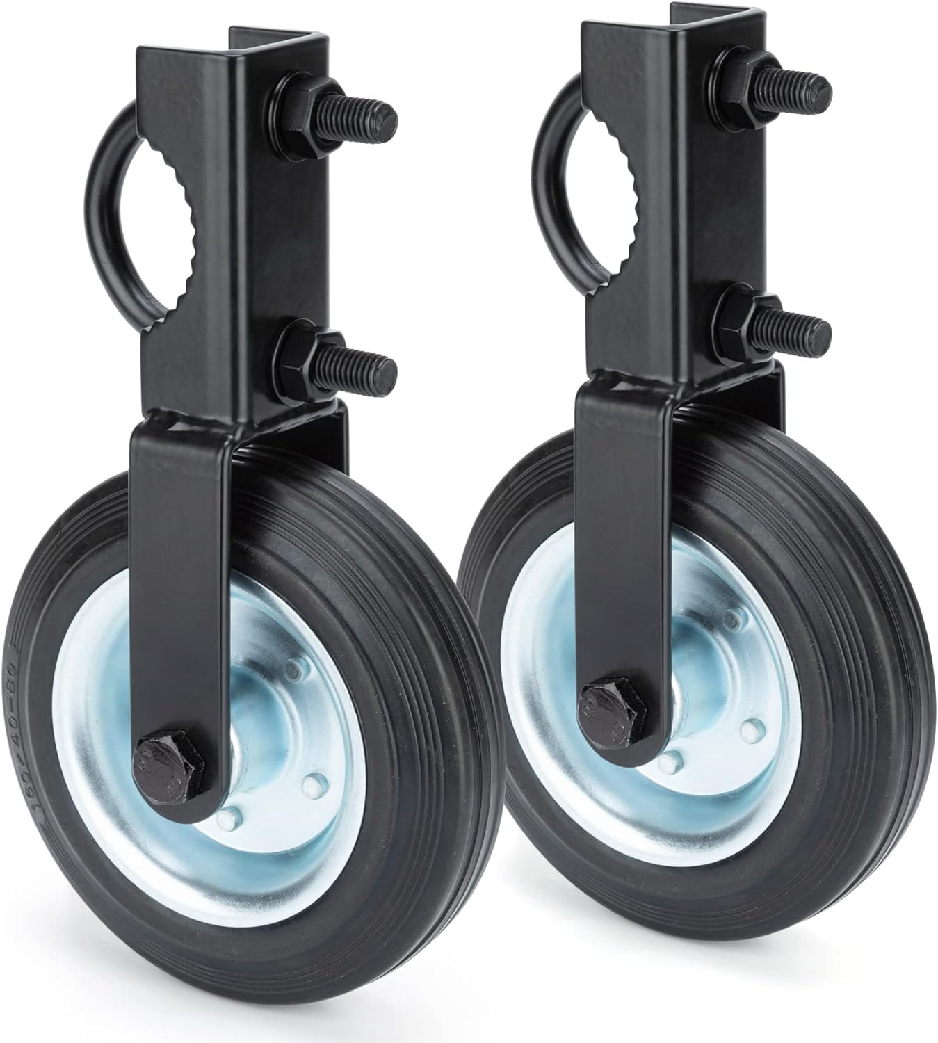 6 Inch Heavy Duty Gate Helper Wheel Caster Kit with 1-5/8" to 2" Gate Frames, Black, 2 Pack