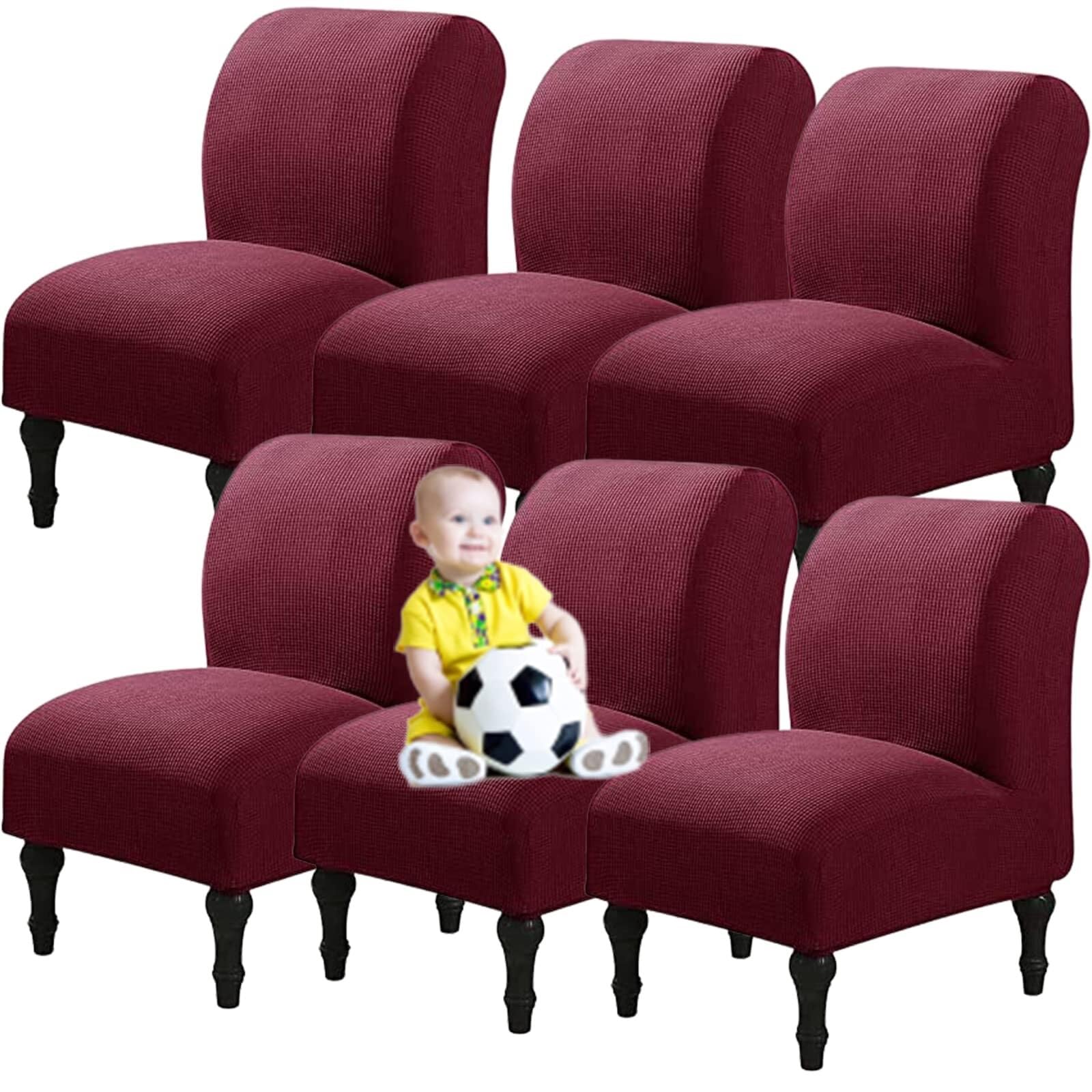 NMVAWIPT Armless Accent Chair Covers, Polyester+Spandex Stretch Slipcover, Removable Furniture Protector, For Home Hotel(30#,6pcs)