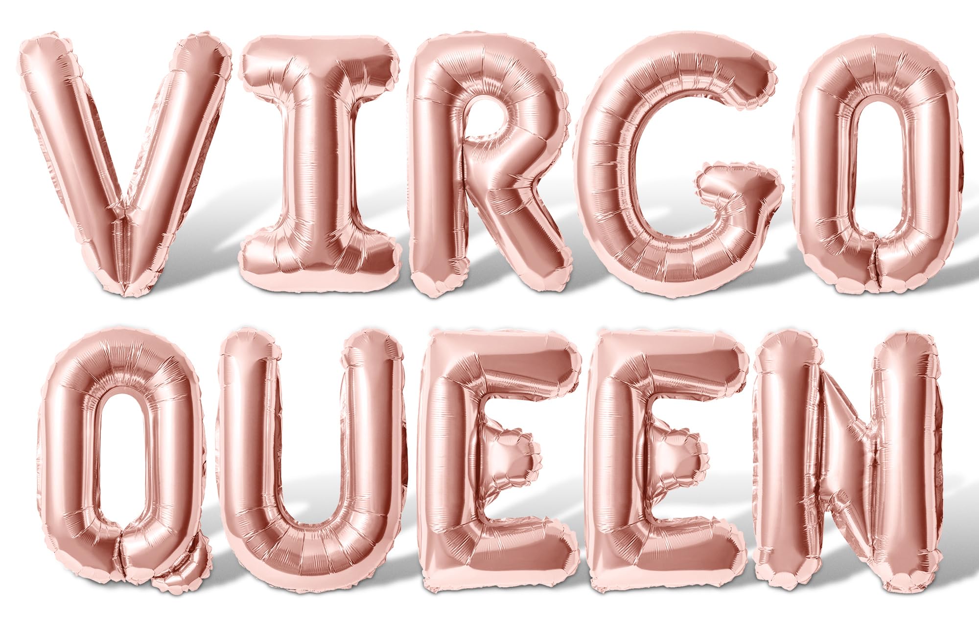 Letter Balloons - VIRGO QUEEN 16" Inch Alphabet Letters Foil Mylar Balloon August or September Birthday Party Balloon Banner (Rose Gold)