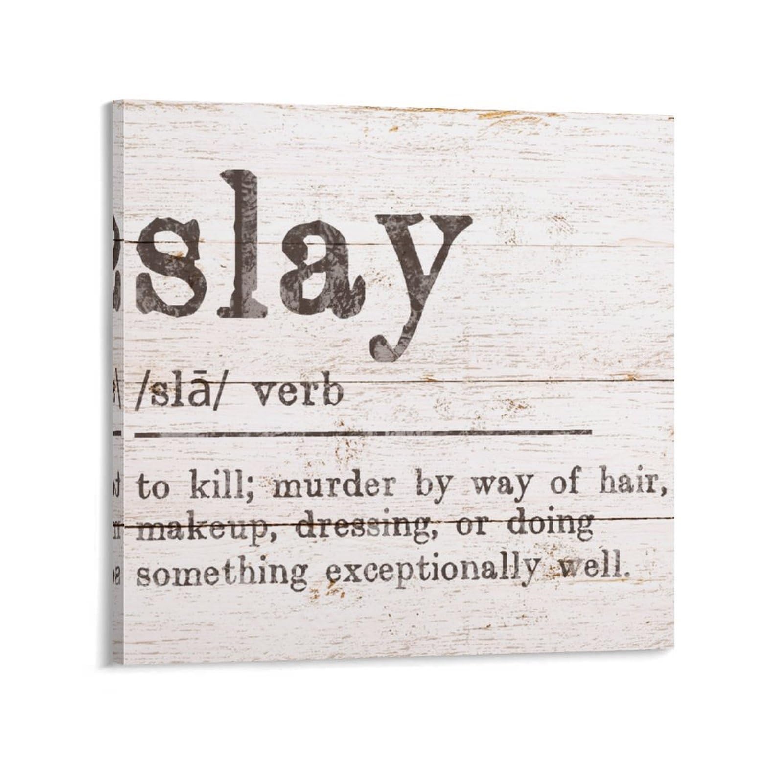 Wall Art Canvas 12x12in,Slay Definition Dictionary Word Meaning Canvas Wall Art Typography Home Office Wall Decor Prints Artwork for Bed Dining Room Modern Paintings on Prints Housewarming Gifts