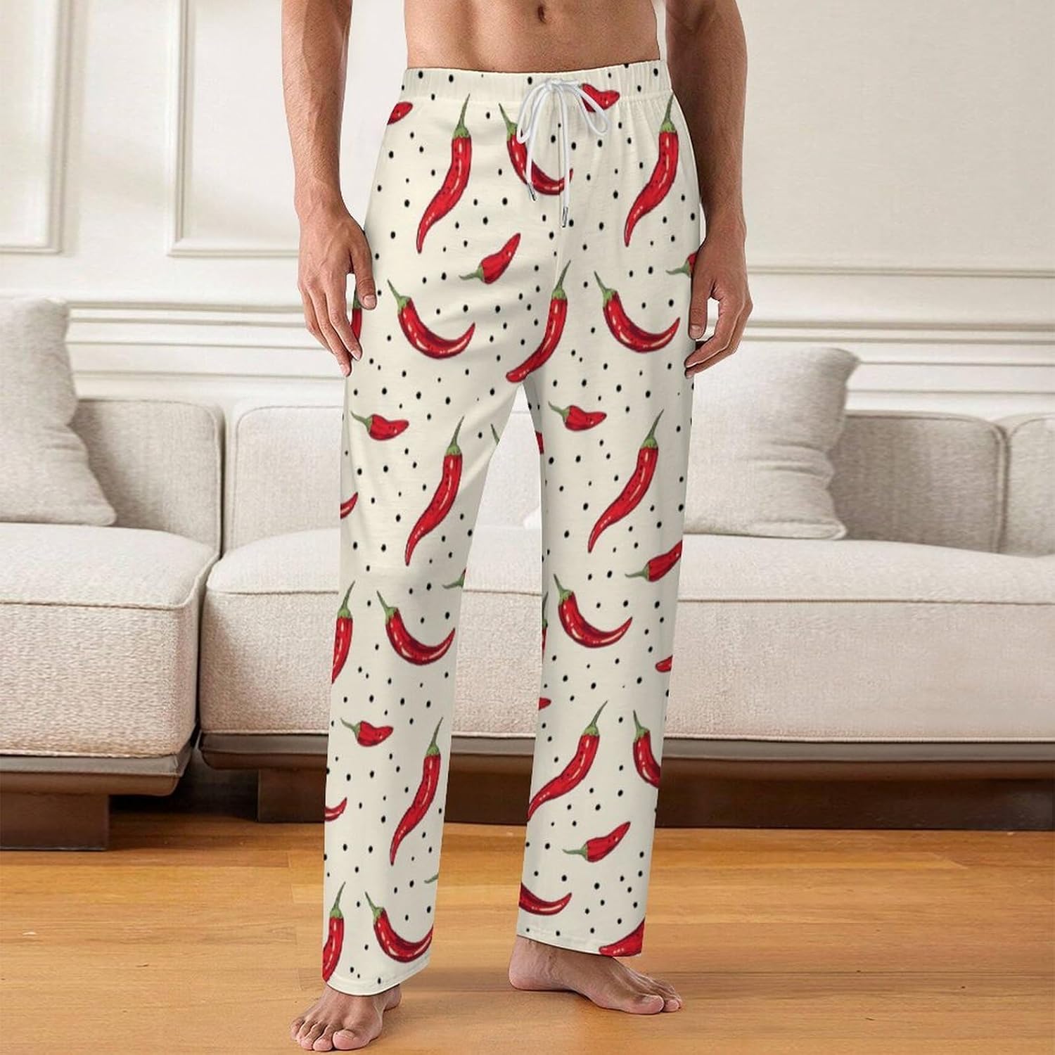 Cherry Bows Flower Pajama Pants for Men Soft Warm Sleepwear Lounge Bottoms Pants with Pockets