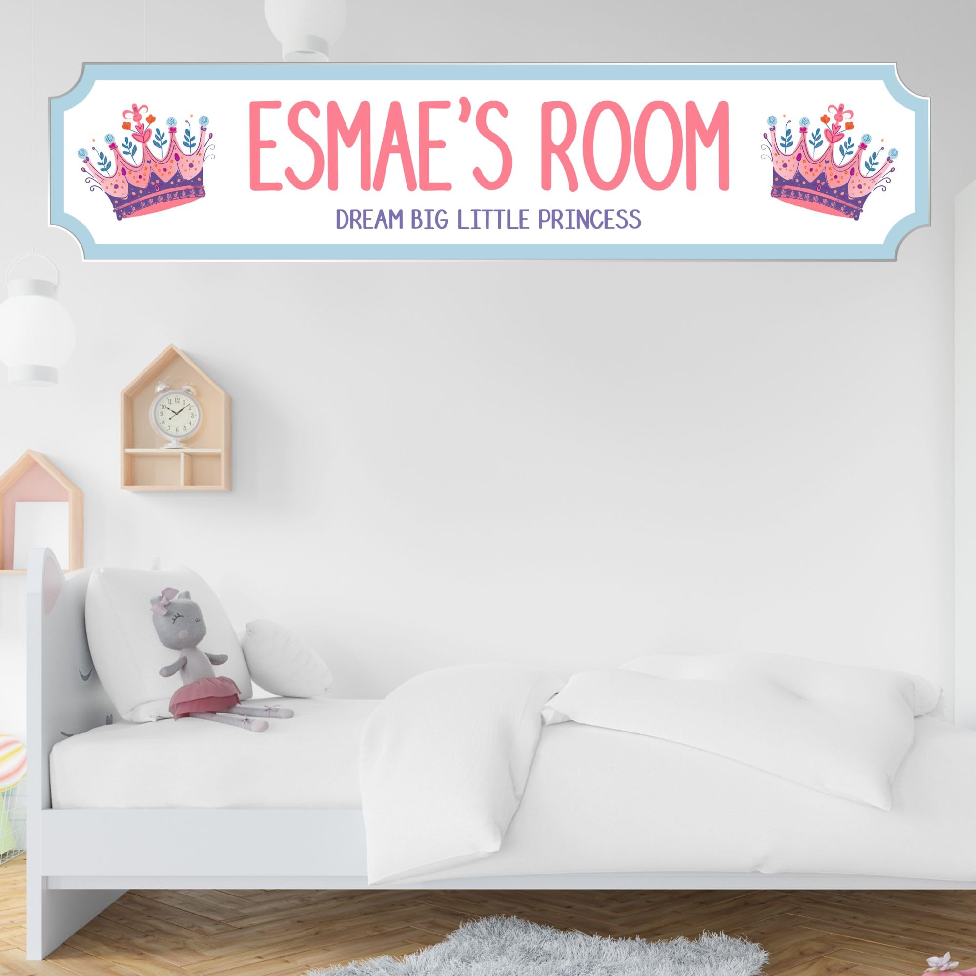 Personalised STREET SIGN Room Plaque - Custom Girls Room Sign Gift for Kids, Ballet, Dinosaur, Gaming, Mermaid, Princess, Rainbow, Unicorn Decor (Princess, Acrylic - Extra Large 590mm x 130mm)