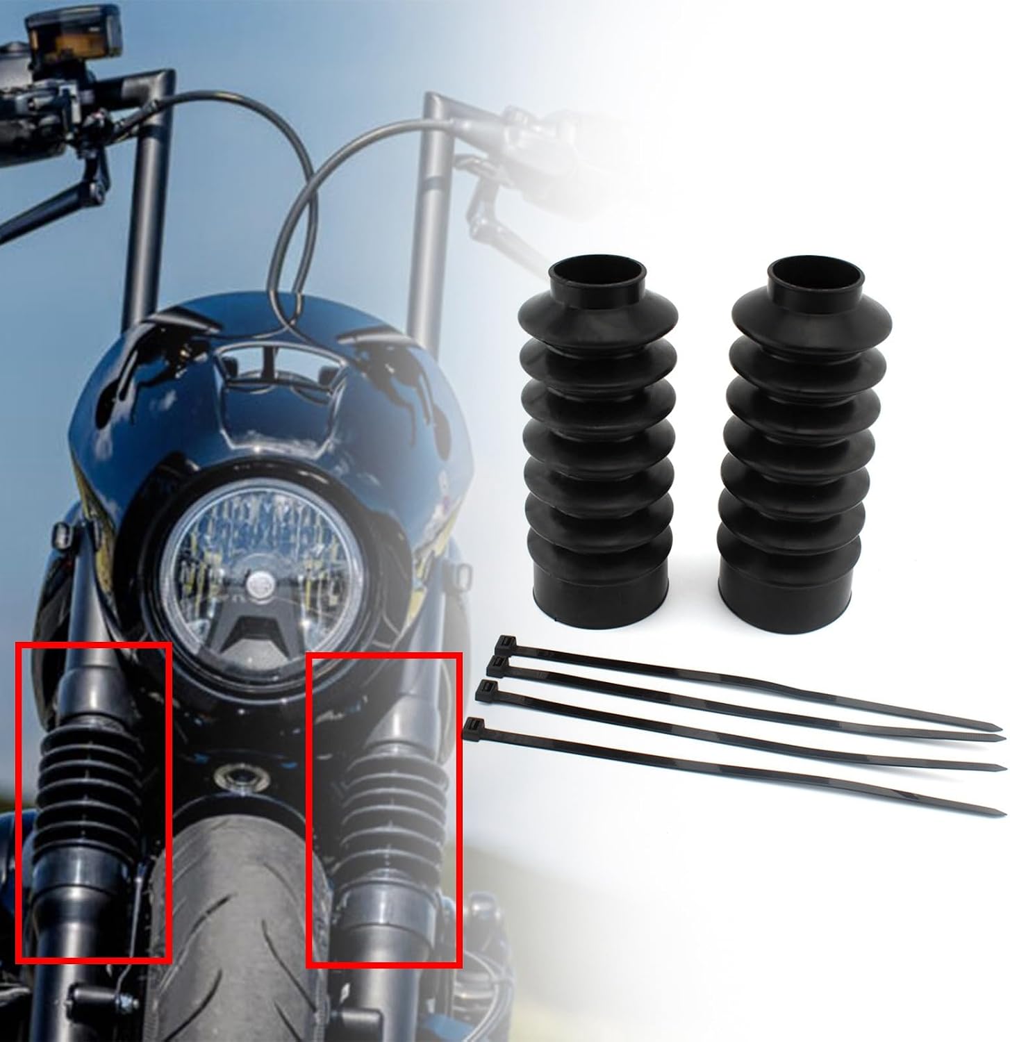 1 Pair Motorcycle Front Fork Boots Shock Absorber Covers Protector Rubber Dust Guard for Harley Davidson Nightster 975 RH975 2022-2023