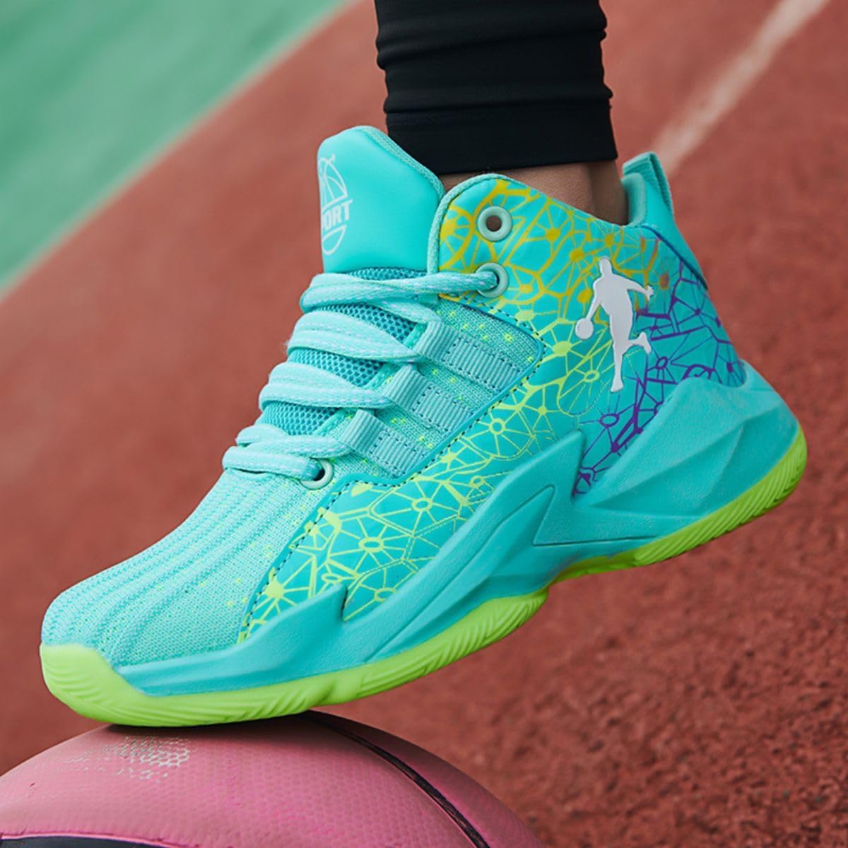 Zapatillas de Baloncesto para Niños Moda Calzado de Baloncesto para Niño Aire Libre Deportivas Fitness Antideslizantes para Correr Zapatos de Running (BBA-R16, 34EU)