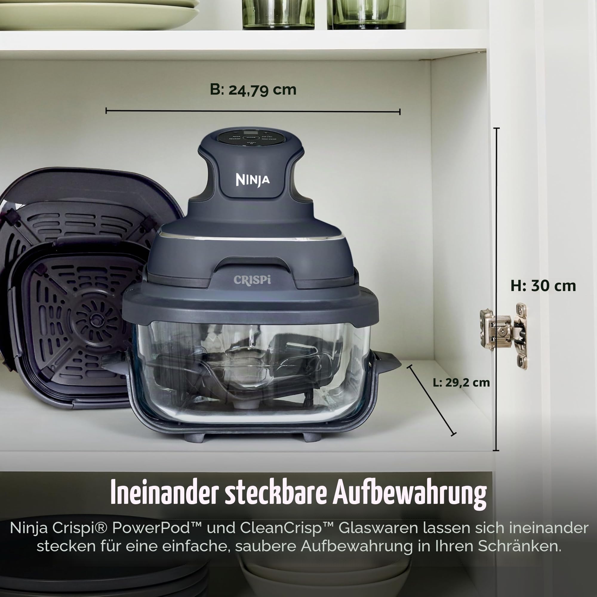 Ninja Crispi – Tragbares Kochsystem mit Crispi PowerPod, 6 Tassen und 4 Tempware-Glas-Tassen, hitzebeständig, Aufbewahrungsdeckel, mikrowellengeeignet