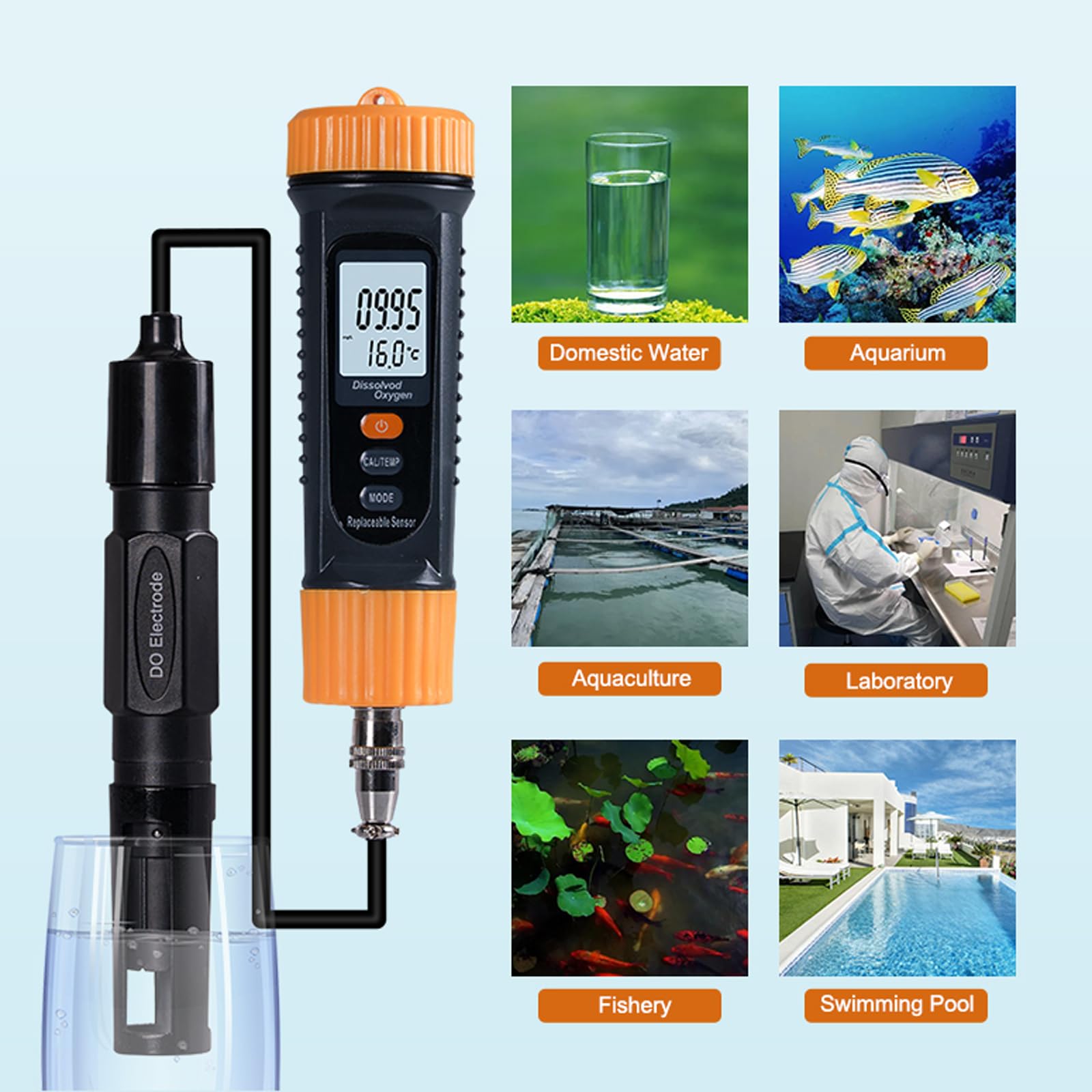 Medidor de disuelto portátil Kit prueba DO alta precisión para análisis agua en acuario estanque peces piscina y laboratorio