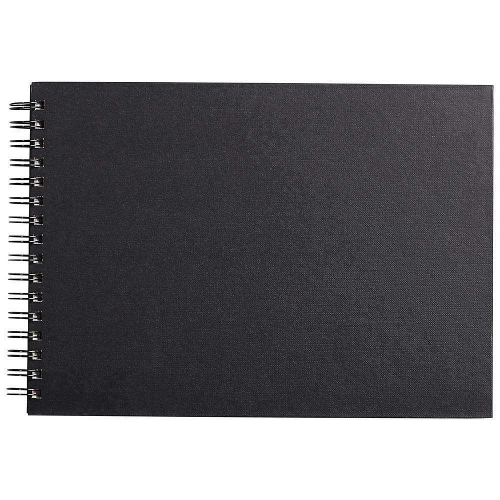 Clairefontaine - Ref 134255C - Goldline Wirebound Pad (64 Ivory Sheets) - A4 Size, 140gsm Paper, Landscape Layout - Black Cover - Suitable for Dry Techniques
