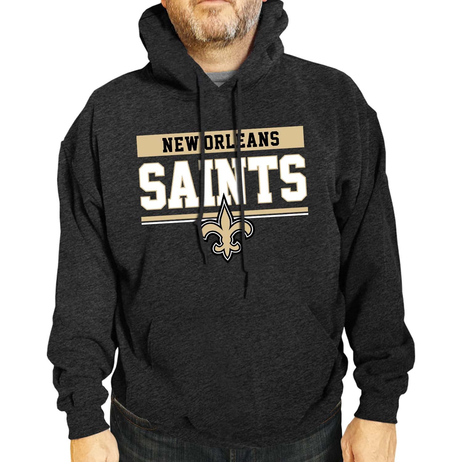 Team Fan Apparel NFL Adult Gameday Charcoal Hooded Sweatshirt - Cotton & Polyester - Stay Warm & Represent Your Team in Style (New Orleans Saints - Charcoal, Medium)