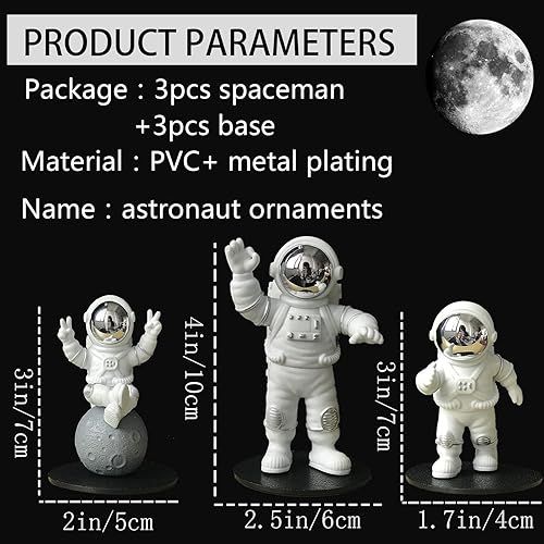 Miniatura 12 de Figura de astronauta, decoración de estatua de astronauta dorada, escultura de figura de hombre espacial de resina para decoración de dormitorio