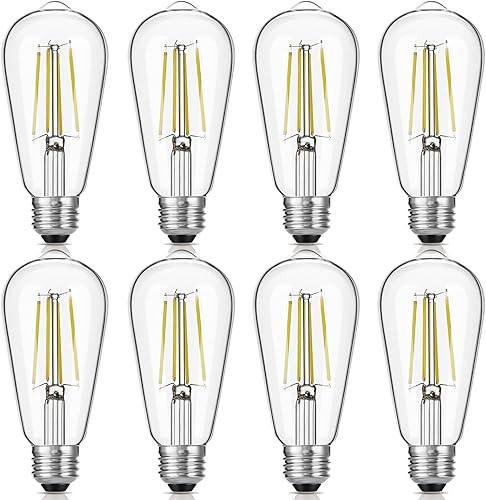 Miniatura 12 de Bombillas LED Edison vintage, 6 W, equivalentes a 60 W, regulables, luz blanca cálida 2700K, bombillas de filamento LED antiguas ST58 con CRI de