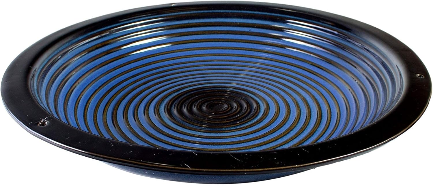 BYER OF MAINE Circle Post Bird Bath and Alycon Pagoda Bird Feeder Bundle Cobalt Blue