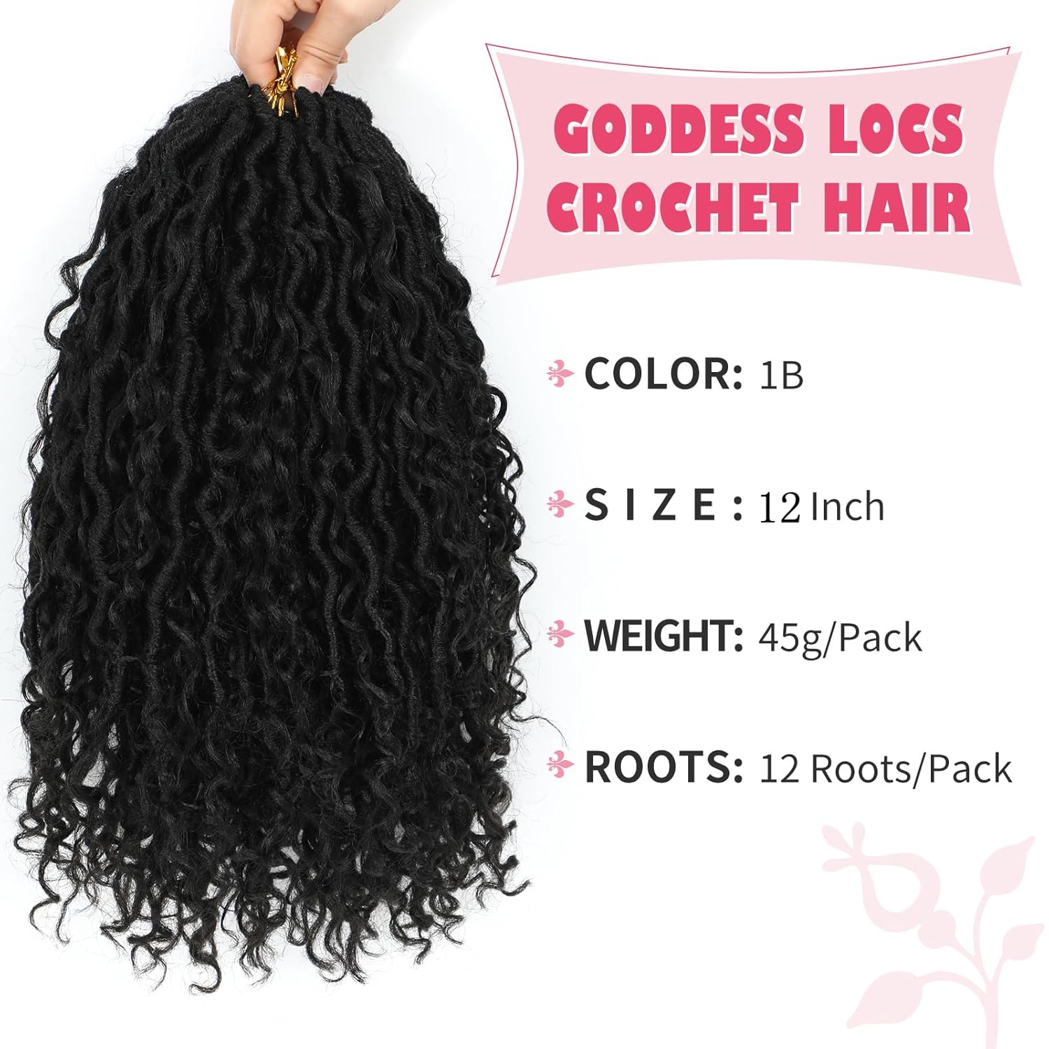 Alicoco Goddess Locs Crochet Hair 12 Inch 8 Packs Faux Locs Crochet Hair For Women Boho Soft Locs Pre-looped River Crochet Locs With Curly Ends (12 Inch (Pack of 8), 1B)