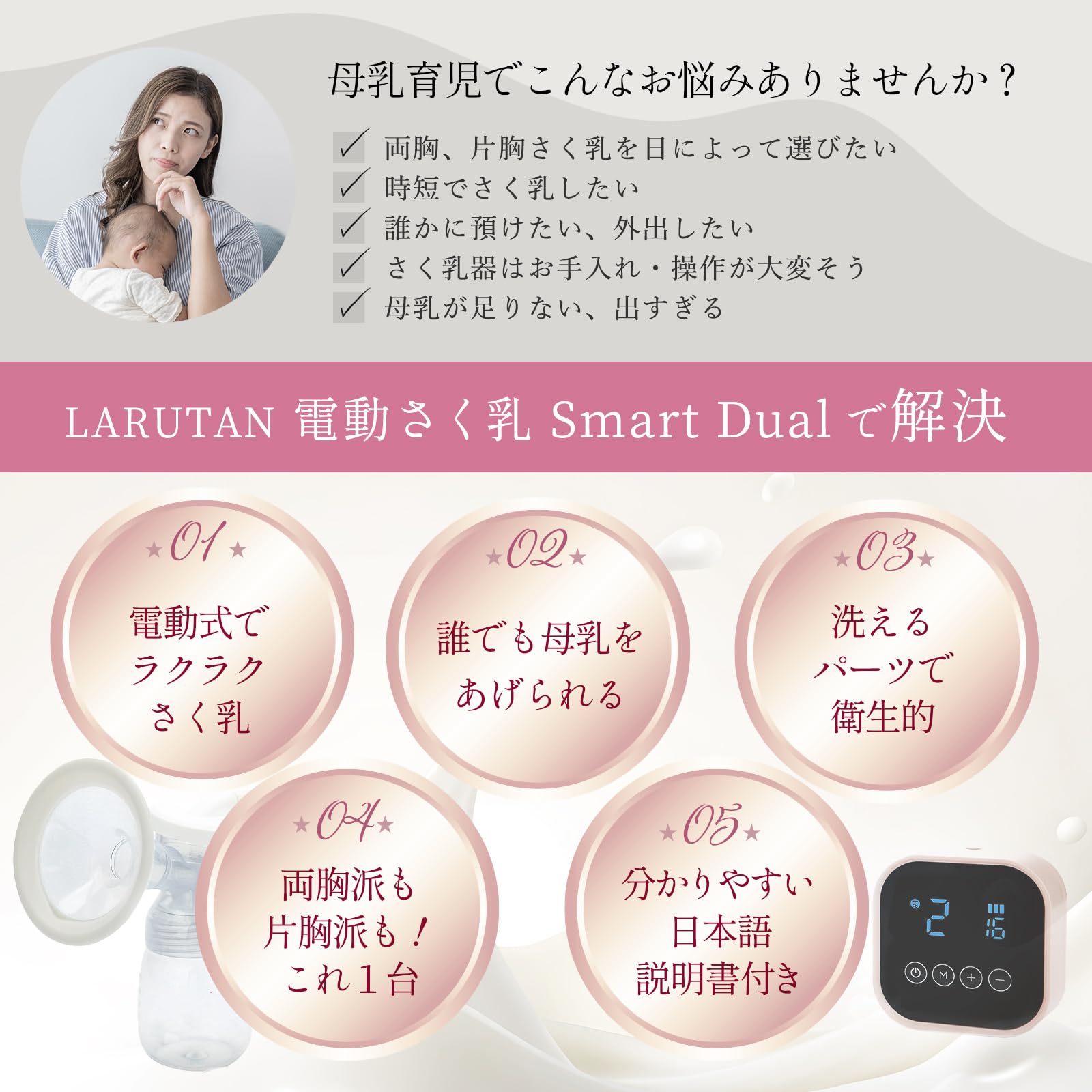 Amazon.co.jp: 【産婦人科医も推薦 】LARUTAN さく乳器 Smart-Dual (V1 Amazon.co.jp: 【産婦人科医も推薦 】LARUTAN さく乳器 Smart-Dual (V1