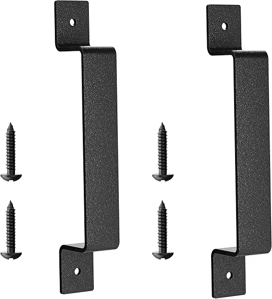 SANKEYTEW Barn Door Pull Handle Black Steel Hardware for Sliding Door Gate Cabinet Closet Drawer Garage Shed, Rustic Style (2 pcs)