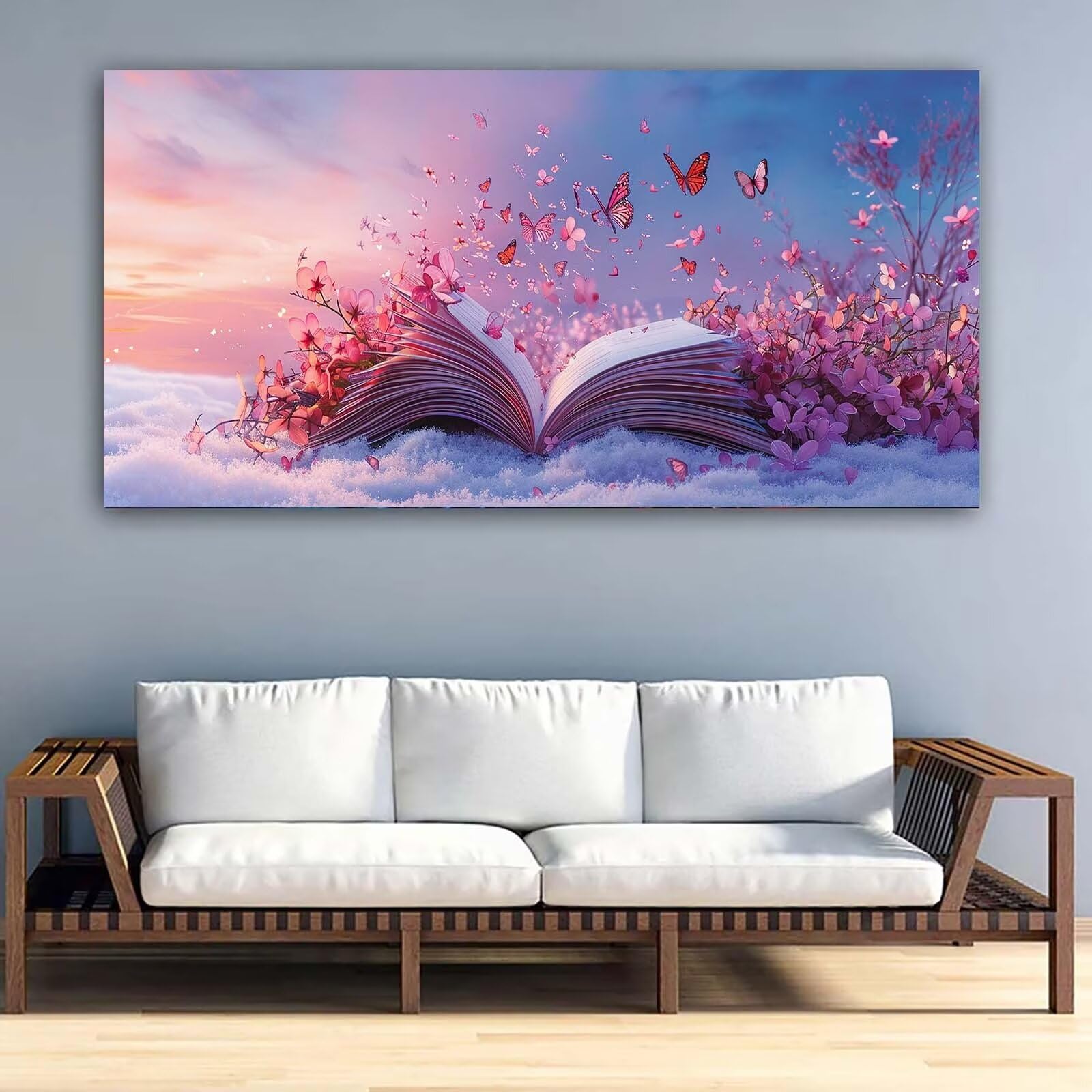 5D DIY Diamond Painting, Offenes Buch Diamond Painting XXL Erwachsene Groß 60x140cm, Diamond Art Blumensprache Diamant Painting Bilder Kinder Anfänger, Dimondpaintin Geschenke für Frauen, Wand Deko