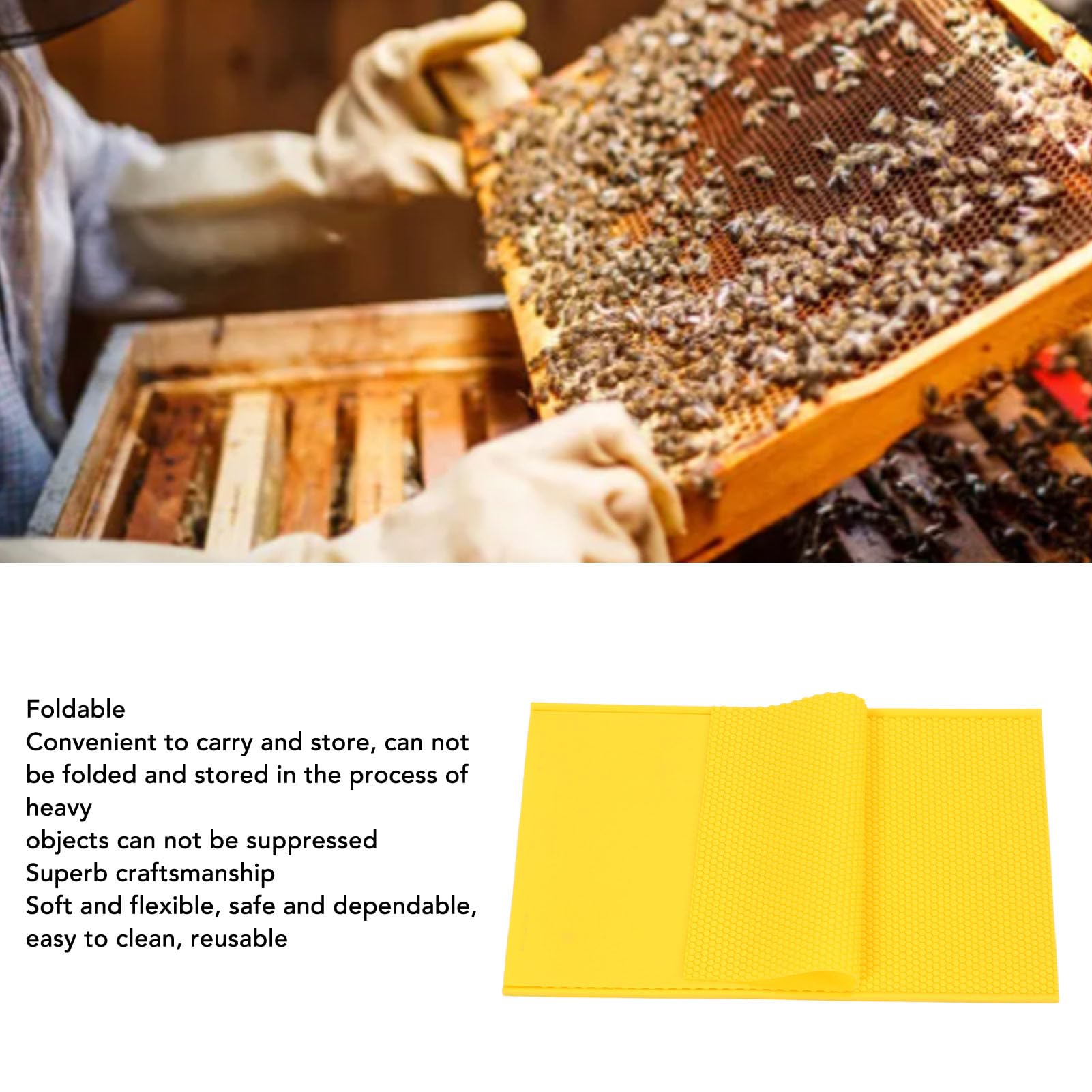 Silikonbienenwachsblattform, 2pcs Bienenwachs -Presseblattblechausrüstung Tragbar, Einfach zu Reinigen, Wiederverwendbar, Bienenwachspresse für die Imkerei (YELLOW)