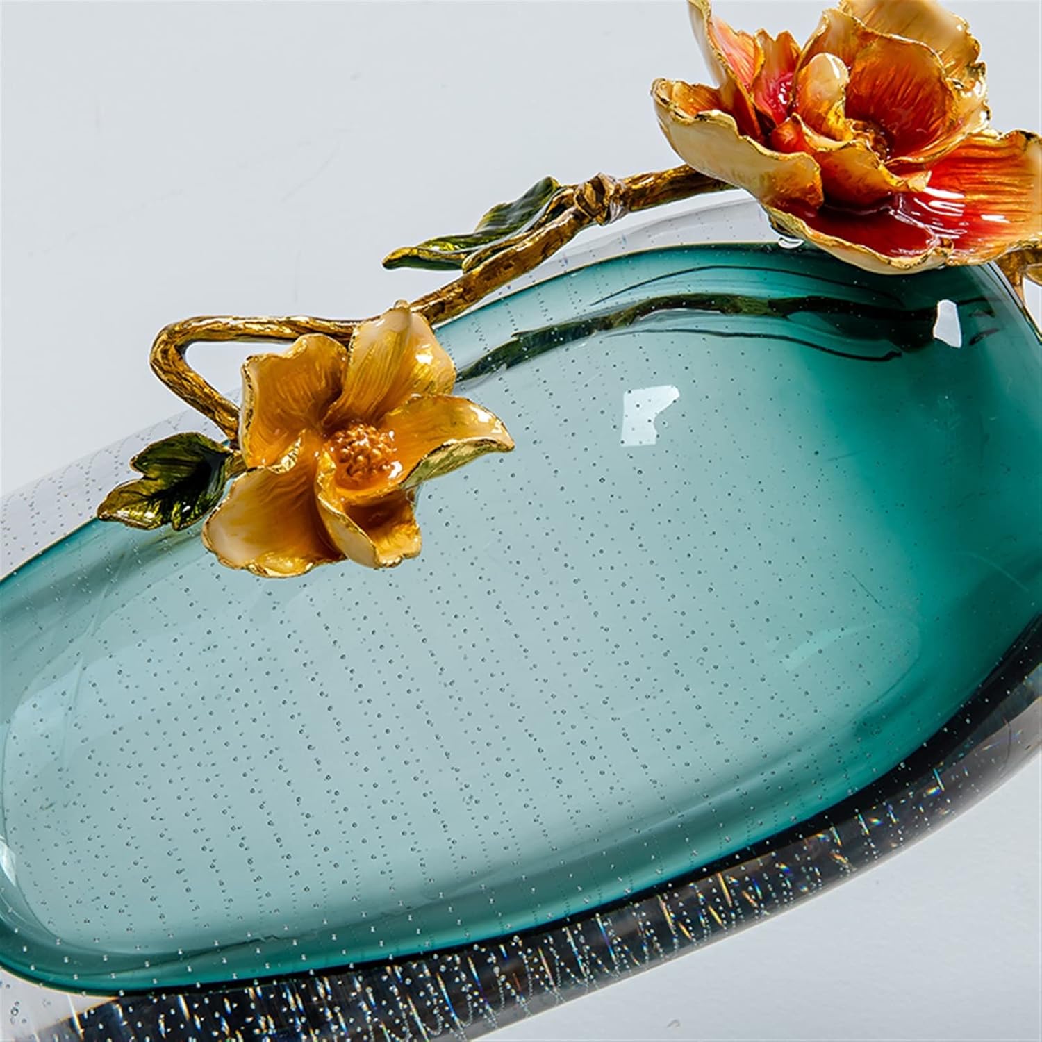 Vase Light Luxury Decorative Glass Living Room Ornaments Chinese Style Household Ornaments Luxury Enamel Colored Glaze Vases Suitable for Dining and Living Room Home decoratio