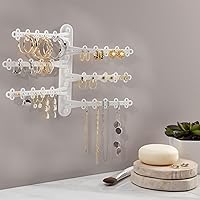 Vista 2 de Organizador de joyas de pared de 6 niveles y 6 pulgadas, tiras Command incluidas para colgar fácilmente, organizador de aretes de 120 agujeros