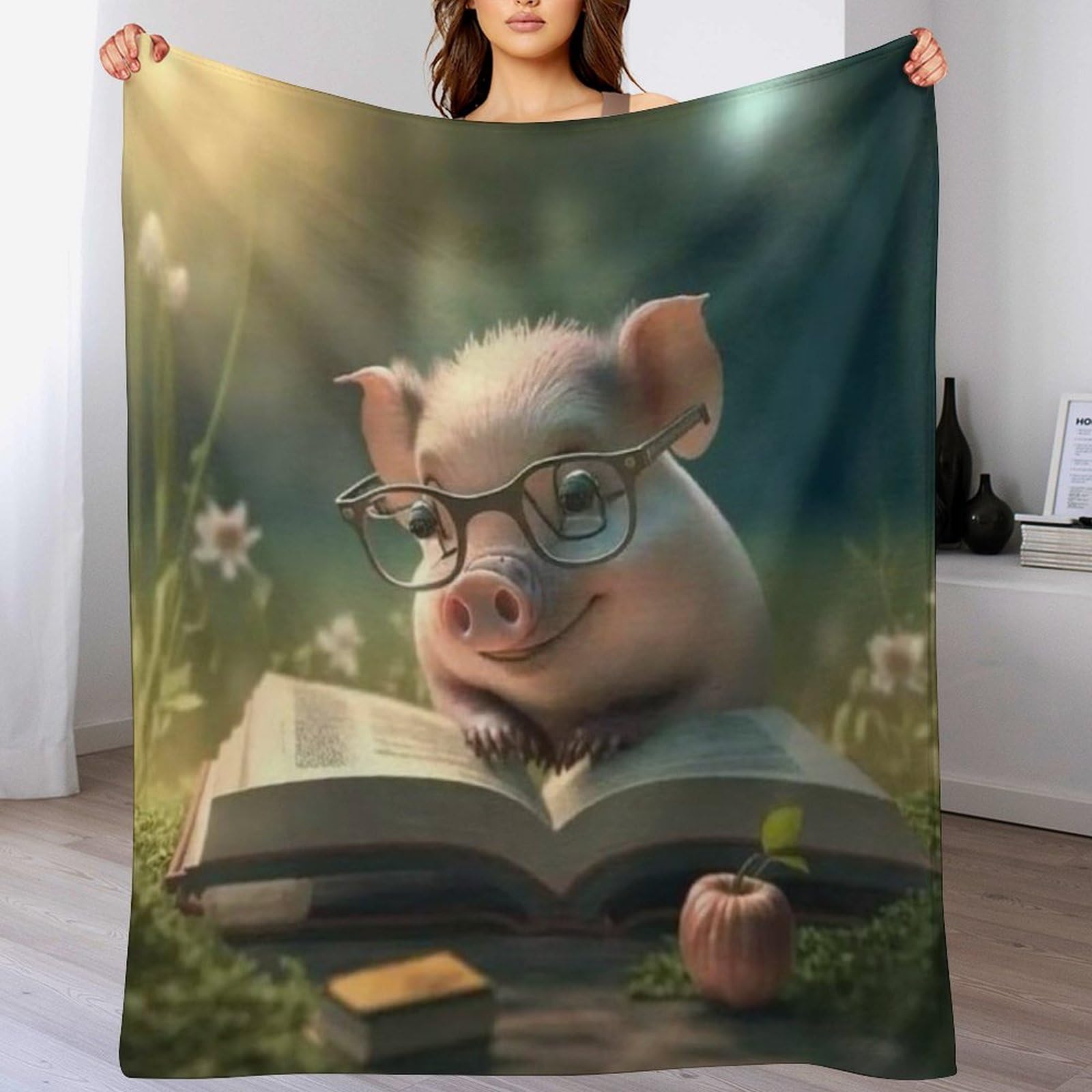Couverture en flannel Cochon Mignon : plaid doux moelleux pour adulte enfant et lit sofa 130x180