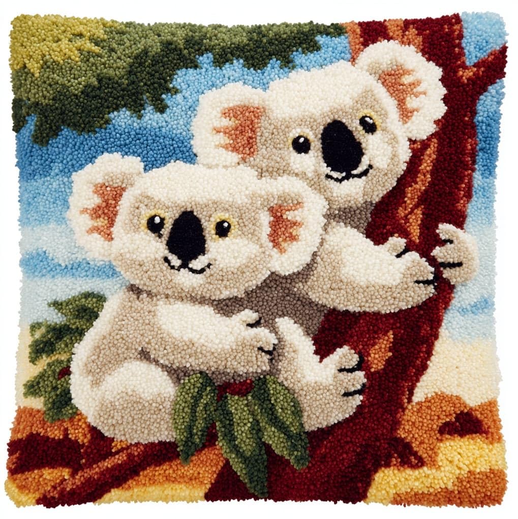WallustrioaW Latch Hook Cushion Kits for Adults,Two Koalas