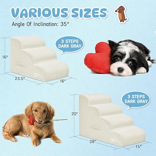 Miniatura 3 de Escaleras para perros pequeños, rampa de 4 escalones para camas altas y sofá, escaleras antideslizantes para perros y gatos pequeños, funda