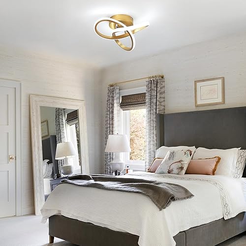 Miniatura 7 de CANEOE Moderna lámpara LED de techo, 6000 K, oro de 6000 K, lámpara de techo para pasillo, dormitorio, baño, cocina, balcón, escalera, pasillo,