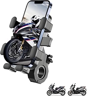Anti Vibration Motorcycle Phone Mount for Clipic Quad Mini Rex 50/Radar 125/Samurai 125/125cc/Spillo 49, 360° Rotating Motorbike Phone Holder, Handlebar Mobile Phone Mount