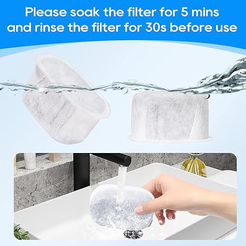 Miniatura 3 de Paquete de 16 filtros de fuente de agua para gatos W300 y W300 B&W500, filtros para fuente de agua automática para mascotas de 67 oz2 L