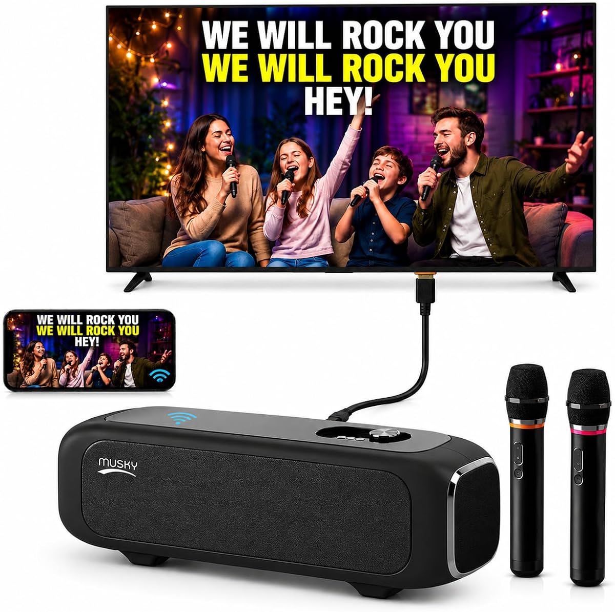 Karaoke Machine for TV with Mics