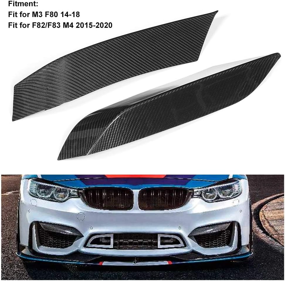 Front Bumper Cover, Carbon Fiber Front Bumper Air Vent Eyelid Covers Fit for /M4 F80 F82, Black