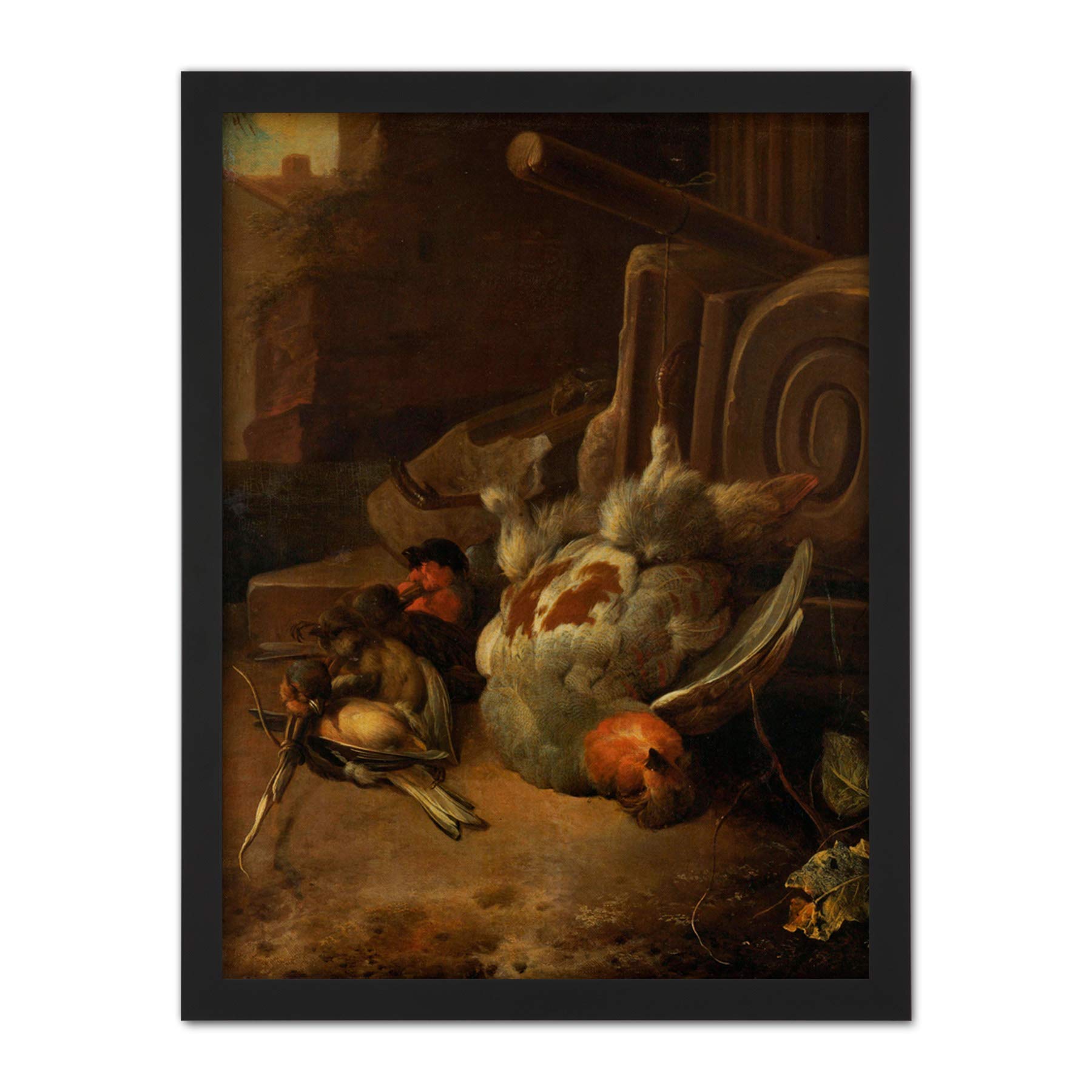 Artery8 D'Hondecoeter Dead Birds Painting Artwork Framed Wall Art Print 18X24 Inch