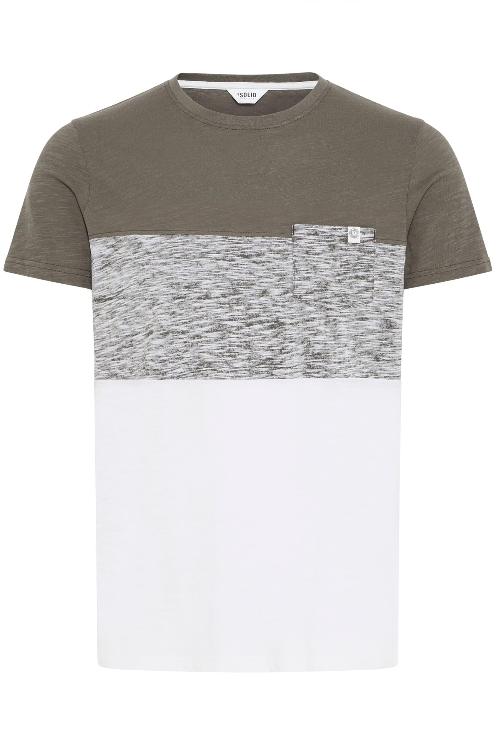 !Solid SDSinor Herren T-Shirt Kurzarm Shirt mit Streifen Rundhals-Ausschnitt Brusttasche 100% Baumwolle Regular fit