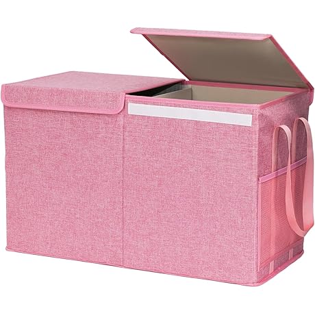 Pink Collapsible Storage Bin: Maximize Space, Minimize Clutter
