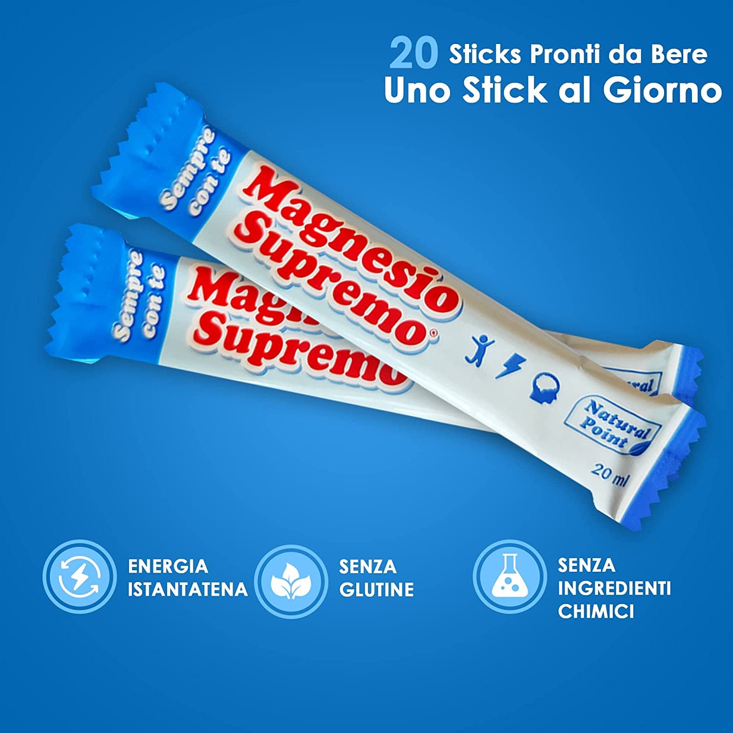 Natural Point- Magnesio Supremo Sempre Con Te (2 confezioni) - Vegano, Senza Zuccheri, no OGM, Senza Glutine, Senza Lattosio