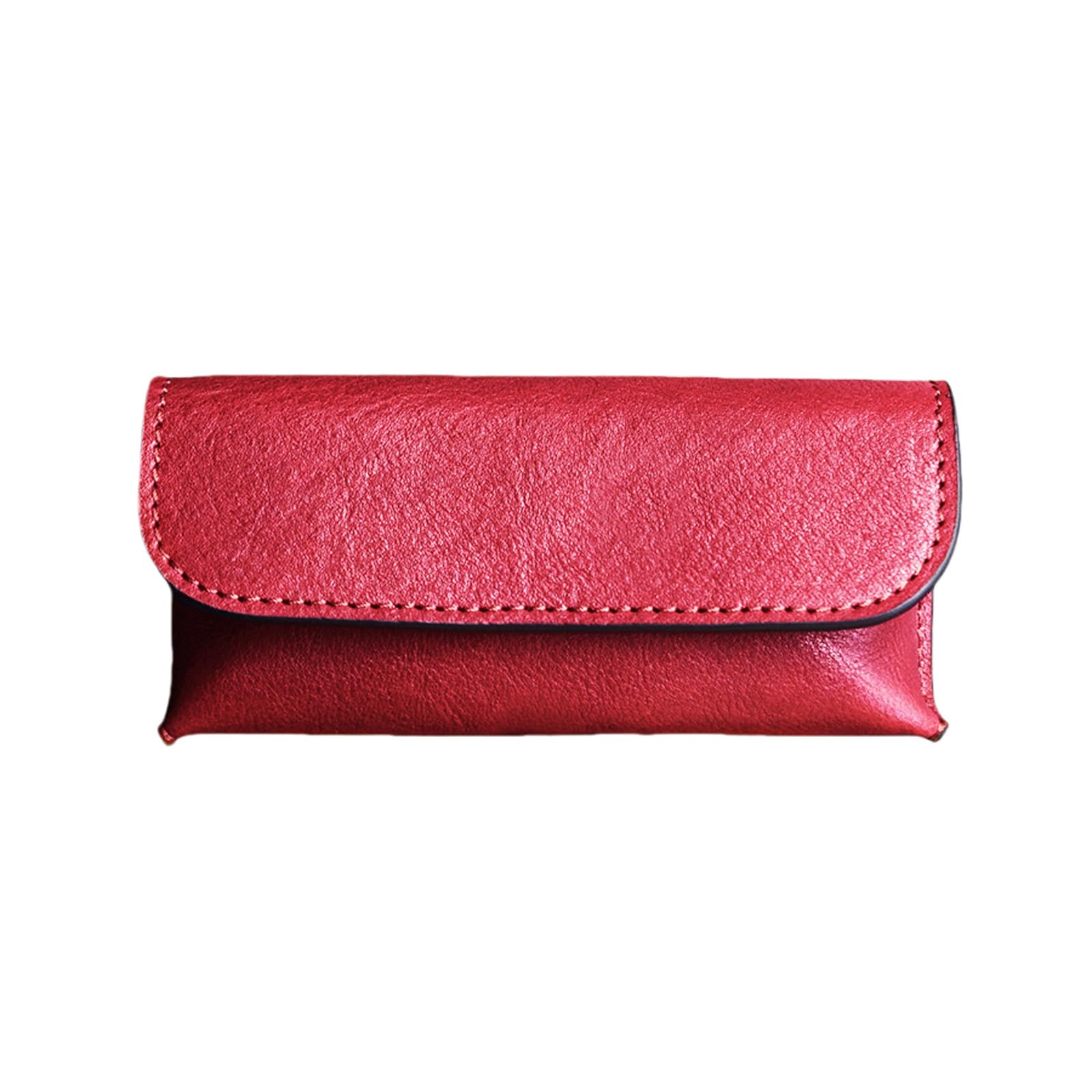 Ręcznie robione skórzane etui na okulary, przenośne etui na okulary, okulary krótkowzroczne dla mężczyzn i kobiet oraz pudełko ochronne na okulary do czytania(Red)