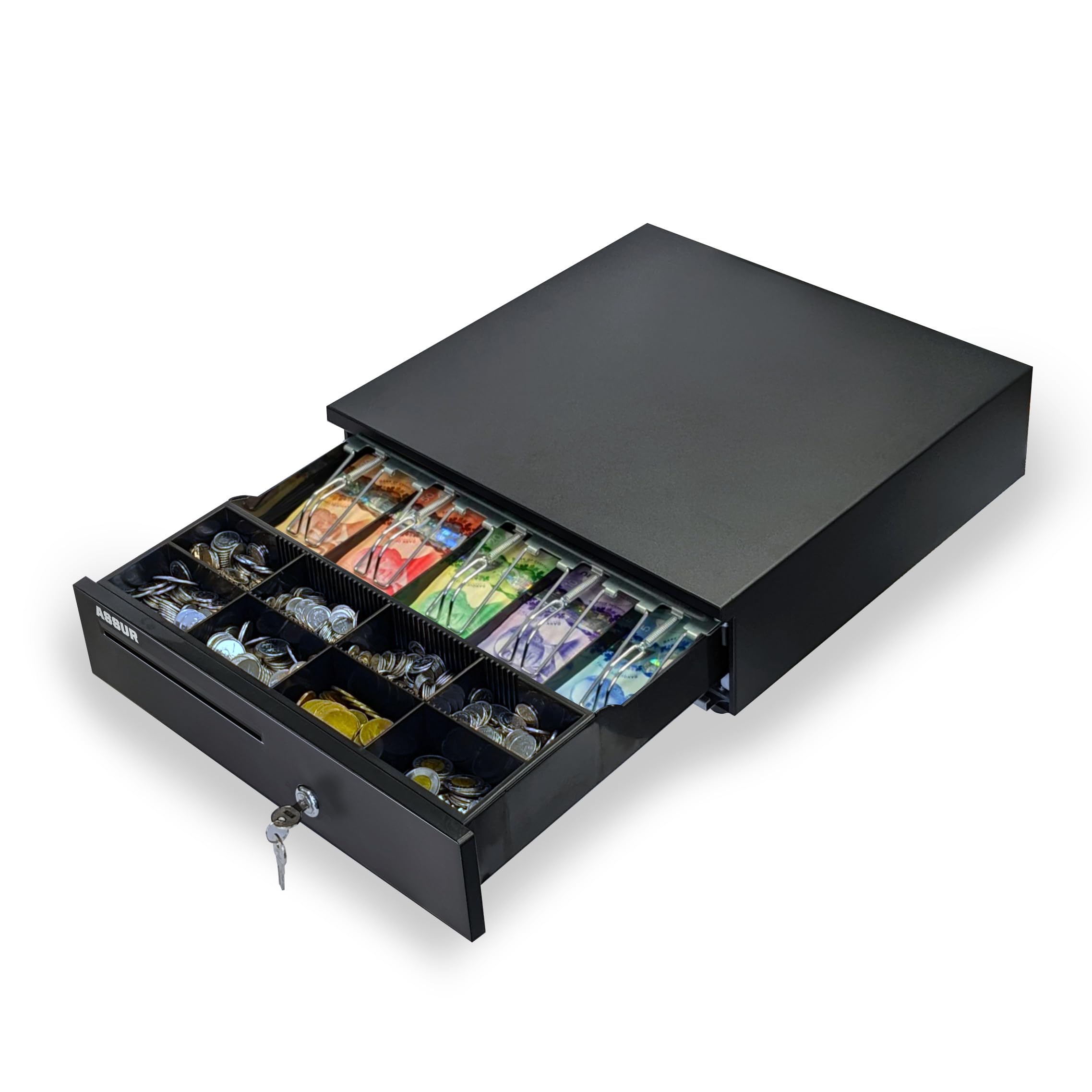 ASSUR Cash Drawer 16" Black Cash Register POS Cash Drawer Box