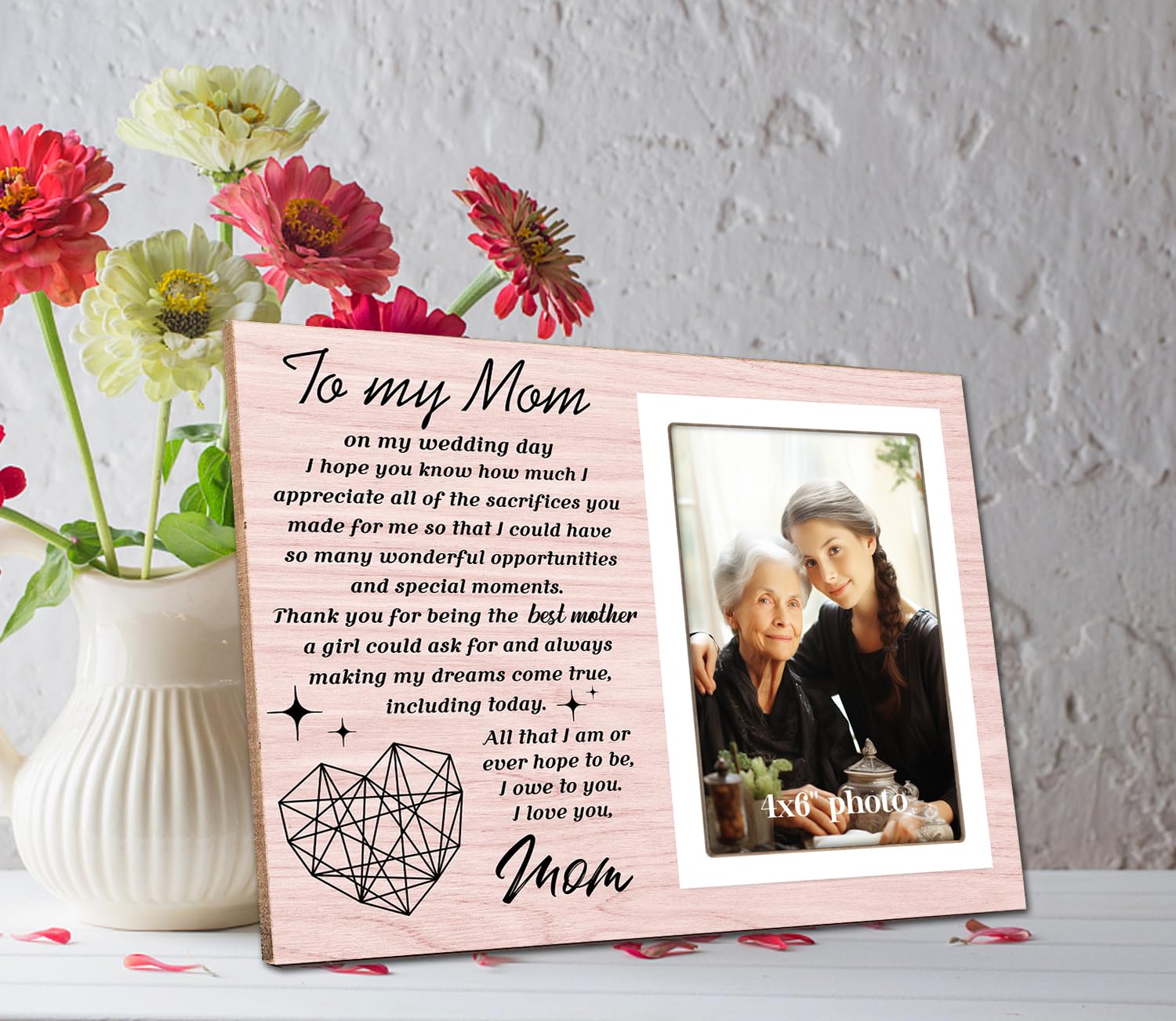 FDFHOME Cadre Cadeau Pour Mère De La Mariée | Cadeaux De Mariage Pour Maman | Cadeaux Pour Mère De La Mariée De La Part De Sa Fille | Cadre Photo Commémoratif De