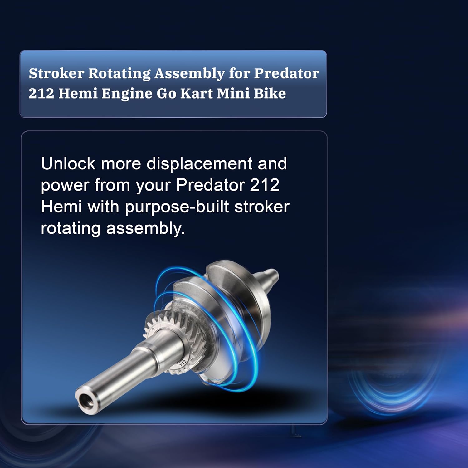 55mm Stroker Crankshaft 3.308" Billet Aluminum Connecting Rod 70mm Ceramic Coated Flat-Top Piston Stroker Rotating Assembly For Predator 212cc Hemi Engine Go Kart Mini Bike Silver