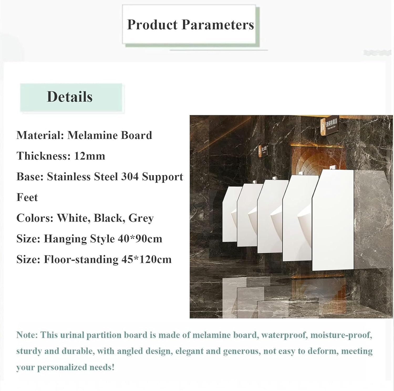 Urinal Baffle Urinal Board,urinals Partition with Stainless Steel Fittings,Urinal Baffle Screen,Wall Divider Partition Public Toilet Partition,Men Urinal Privacy Screen for Hotels/Stations/Bars (Colo