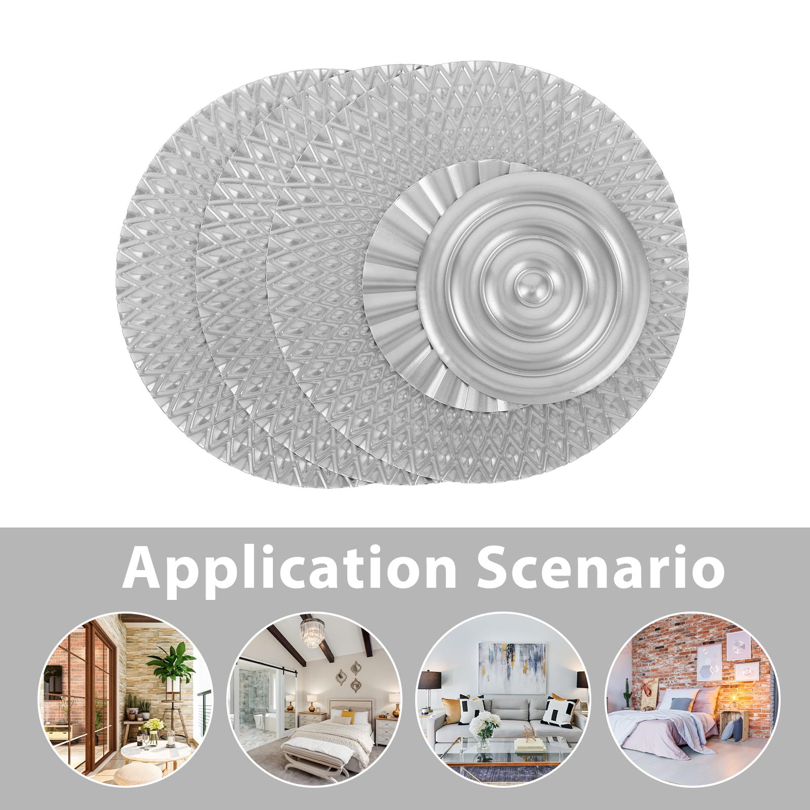 OSALADI 5 sztuk srebrnych metalowych dekoracji ściennych Sunburst - abstrakcyjna geometryczna rzeźba ścienna - dekoracyjna zawieszka do salonu, biura, korytarza, łazienki