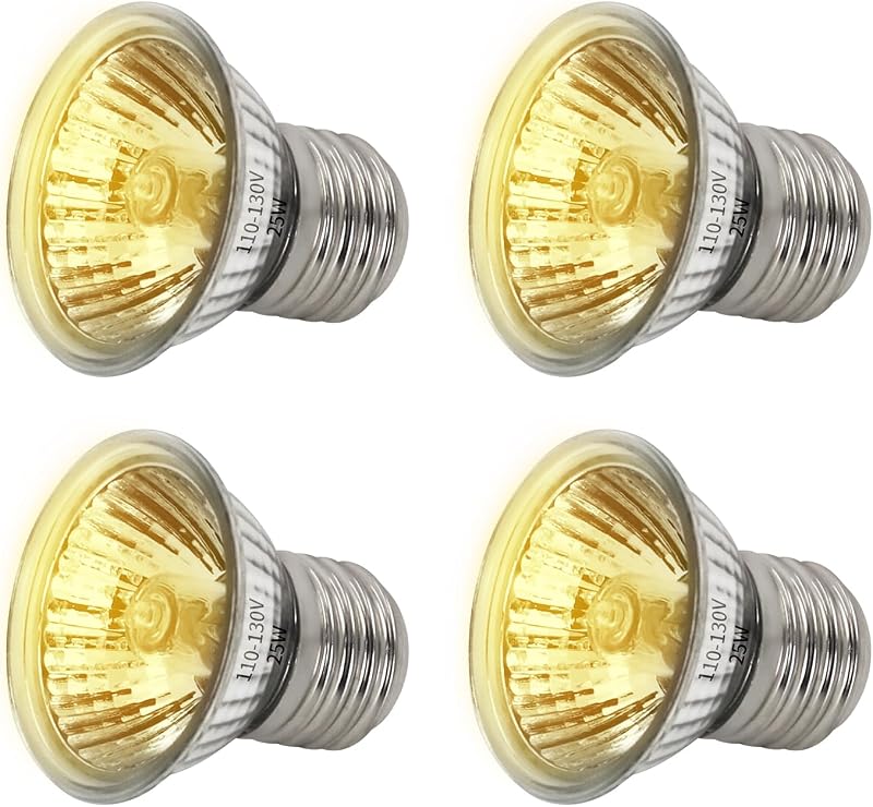 Lâmpada de Aquecimento UVA para Terrário com Luz Quente Abustle pig 50 W, Pacote com 4