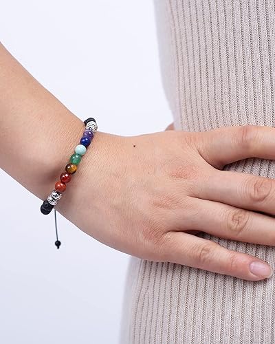Miniatura 2 de Artículos para aliviar la ansiedad, pulseras de chakras, cristales y piedras curativas, 7 chakras de cristales curativos pulseras hechas a mano,